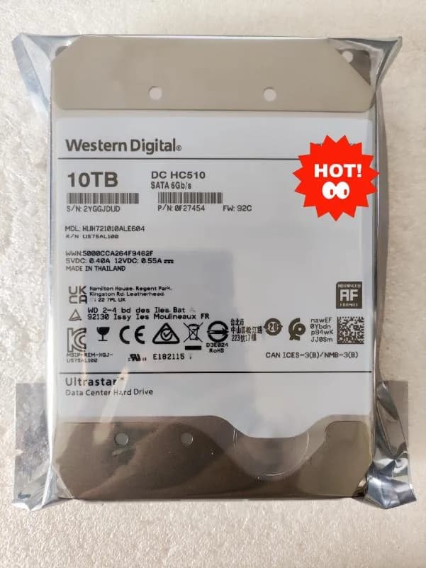 WD Ultrastar DC HC510 10TB SATA HDD product reference photo