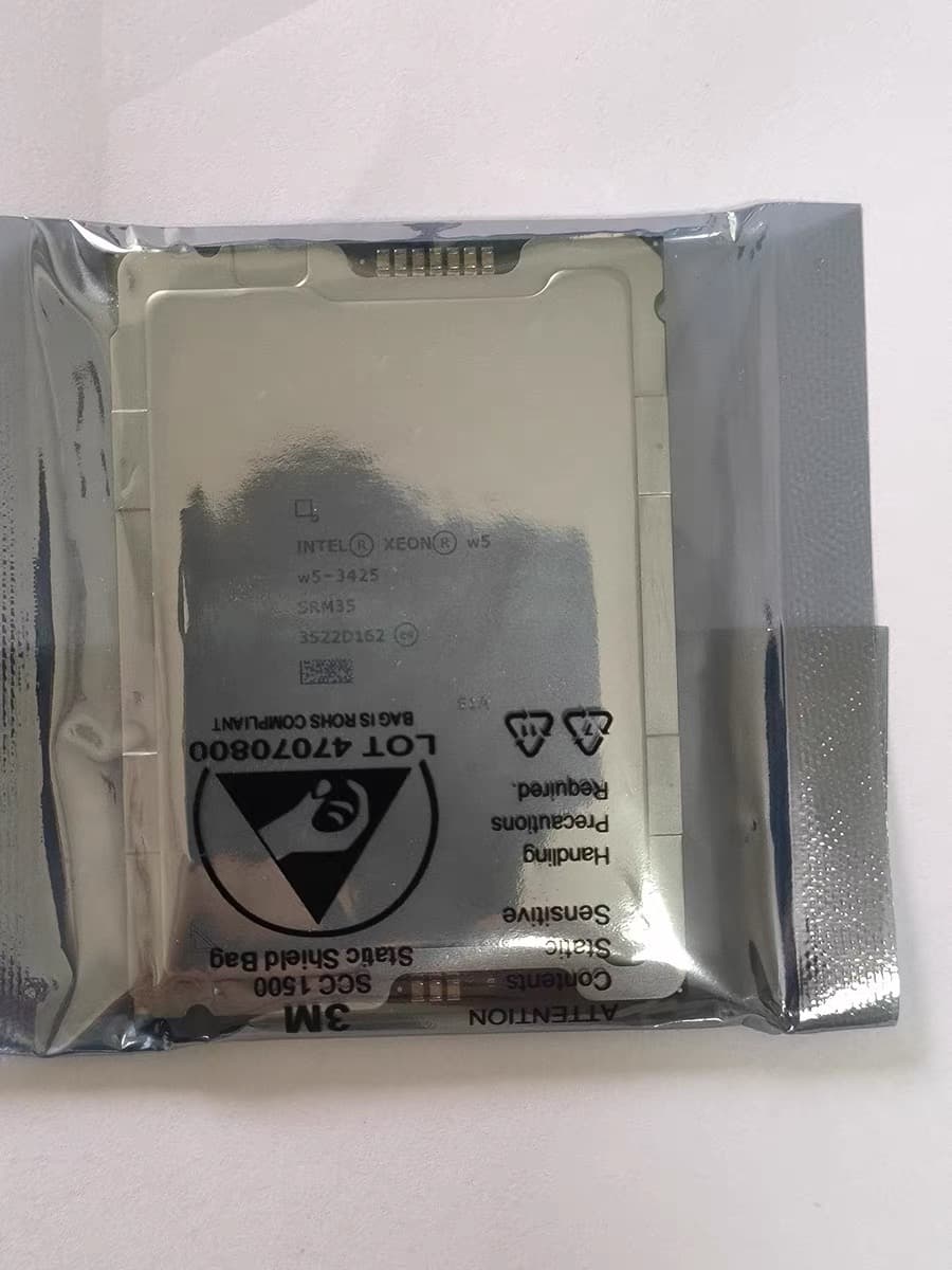 Intel Xeon W5 processor sealed in anti-static packaging