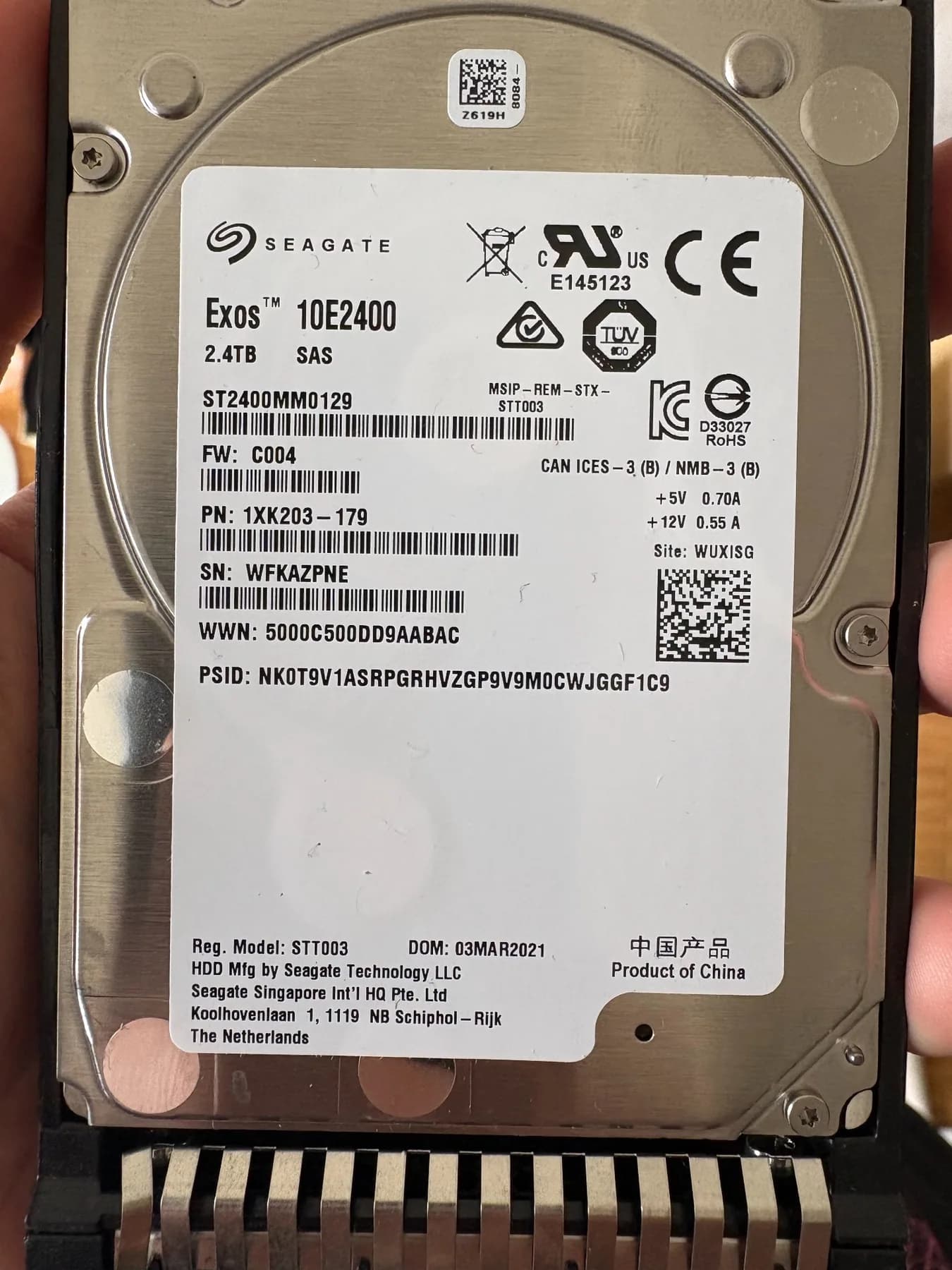 Seagate Exos 10E2400 ST2400MM0129 2.4TB SAS drive label