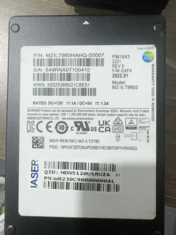 Samsung PM1643 960GB SAS Enterprise SSD