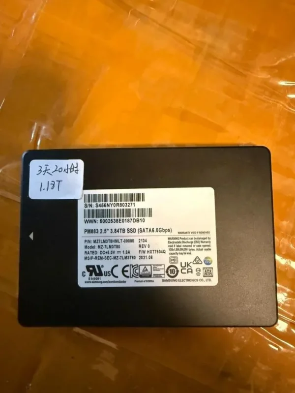 Samsung PM883 3.84TB SATA Enterprise SSD