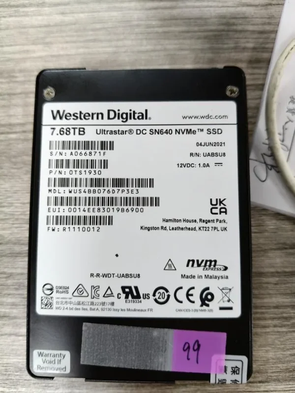 WD Ultrastar DC SN640 7.68TB NVMe SSD