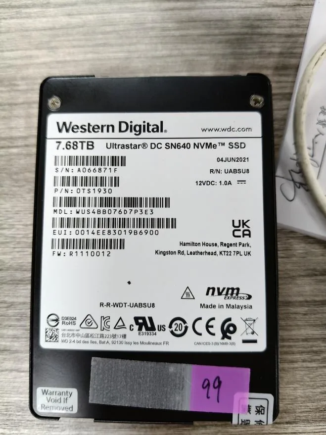 WD Ultrastar DC SN640 7.68TB NVMe SSD