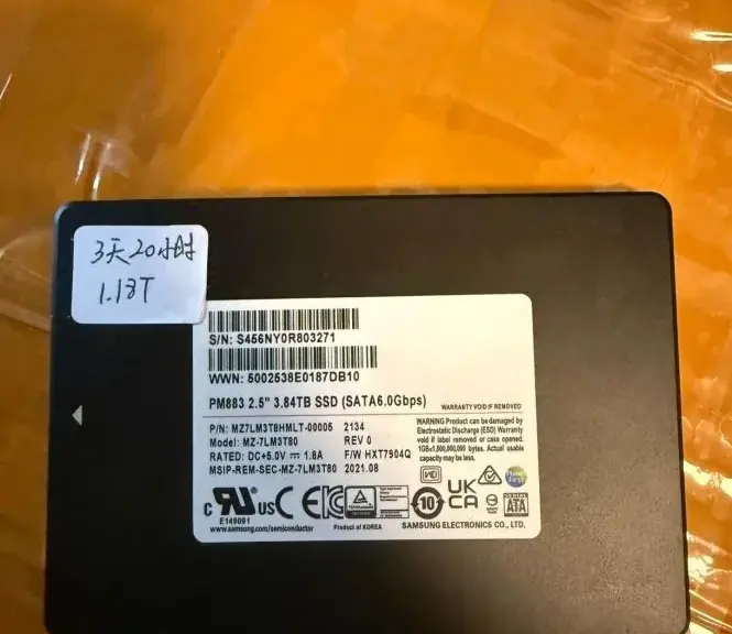 Samsung PM883 3.84TB SATA Enterprise SSD