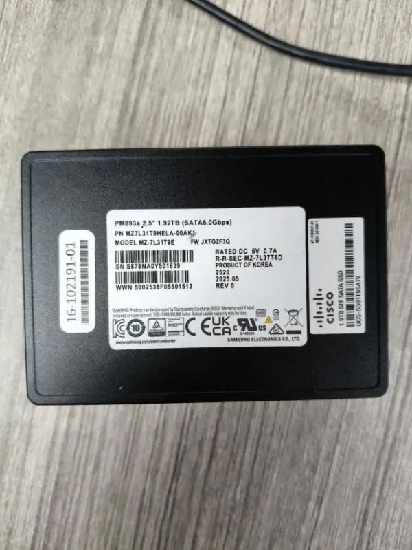 Samsung PM893a 1.92TB SATA Enterprise SSD
